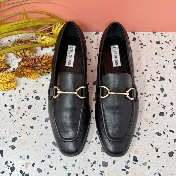 NEW Steve Madden Carrine Black Horsebit Women’s Leather Slip On Loafers Sz 7.5 - Picture 3 of 10